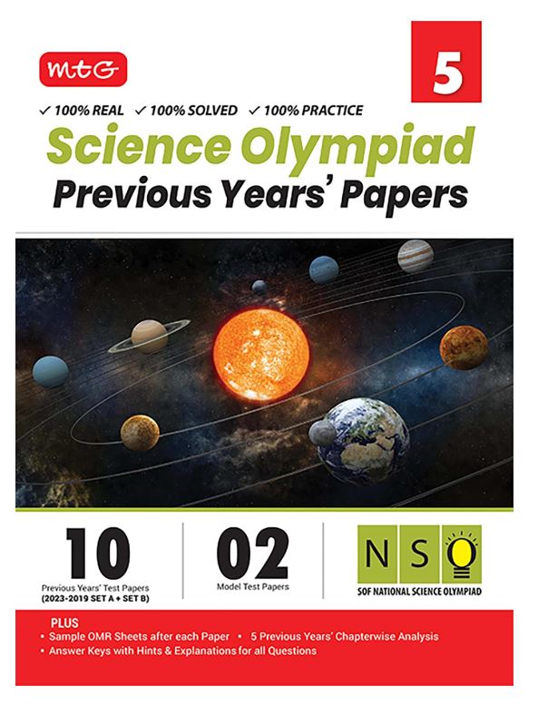 MTG NSO Class-5 Olympiad 10 Previous Years Papers (2023-2019 Set A & B) Science with Mock Test Papers - Sample OMR Sheet with Chapterwise Analysis | SOF Olympiad Books For 2024-25 Exam